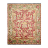 Multi Size Raspberry, Green Hand Knotted Oushak 100% Wool William Morris Arts & Crafts Oriental Area Rug